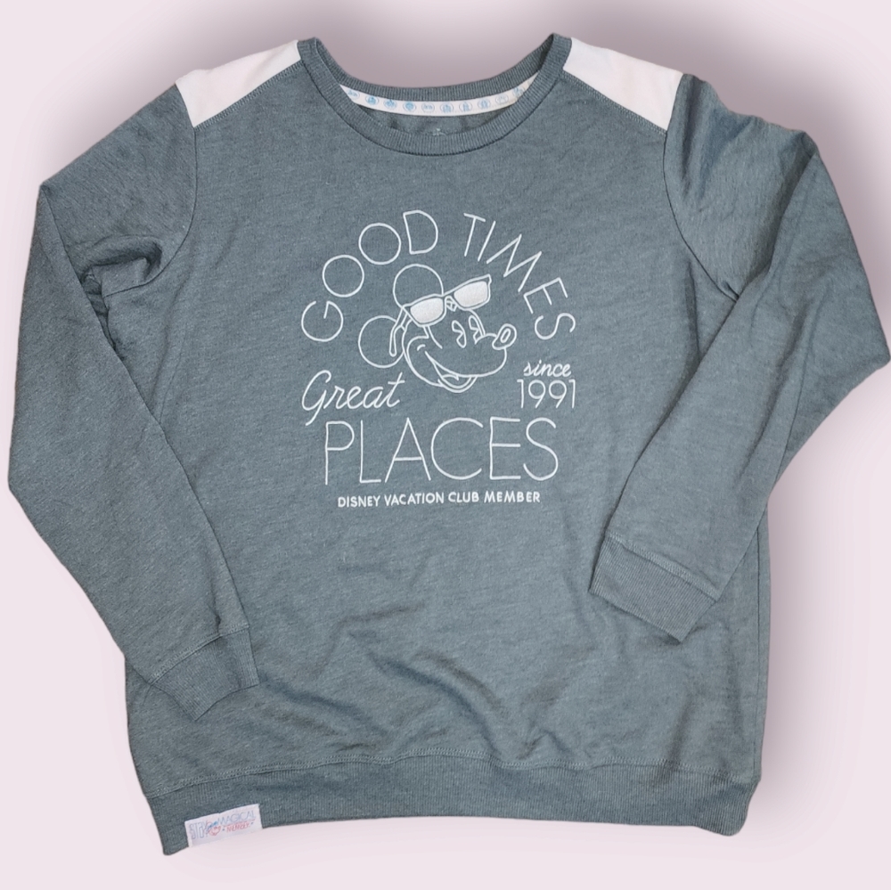 Disney Gray Long Sleeve Tee with White Accents